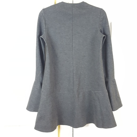 Zara Trafaluc Heathered Gray Bell Sleeves Dress S - Picture 6 of 7